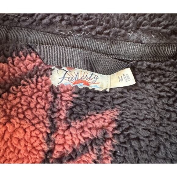 Faherty Fleece Jacket Size Medium Women’s Black Full Zip - Picture 3 of 8